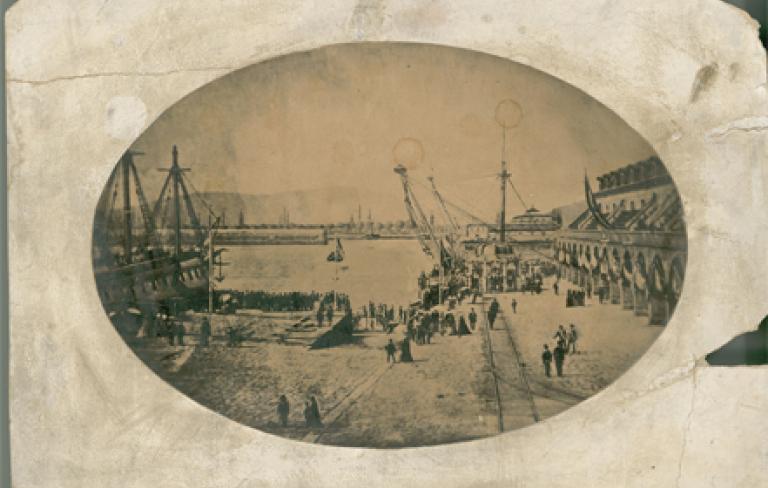 José María González. Arsenal de Ferrol. Viaxe de Isabel II, 1858.